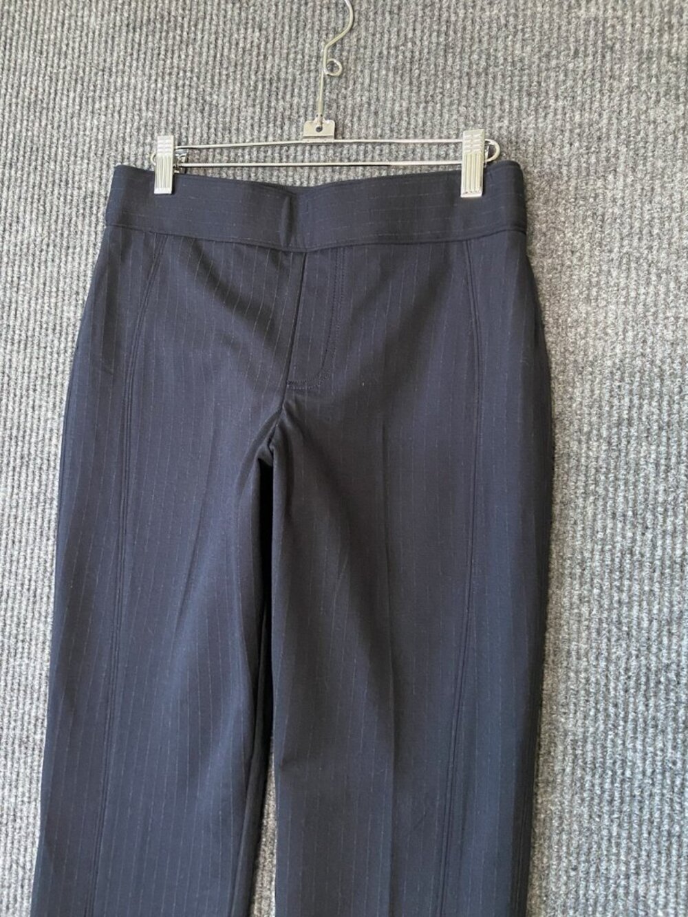 Spanx Perfect Pants Women's Medium Navy Pinstripe Ponte Slim-Straight Business - Picture 3 of 7